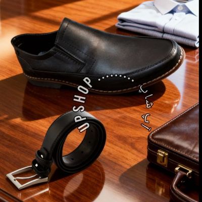 کفش لژدار کمربند چرم  مردانه ست مناسب  هدیه