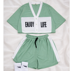 ست تیشرت و شلوارک زنانه نخ پنبه گلکسی طرح life