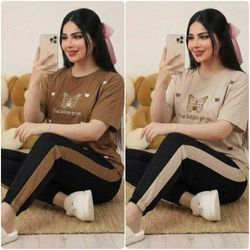 ست تیشرت شلوار پنبه مدل الیش ب کد 119