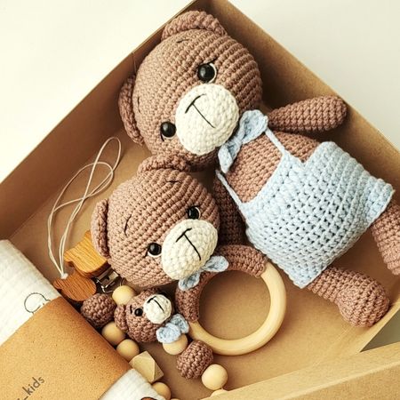 ست عروسک ، جغجغه و بندپستونک تدی پسرونه🩵🧸
