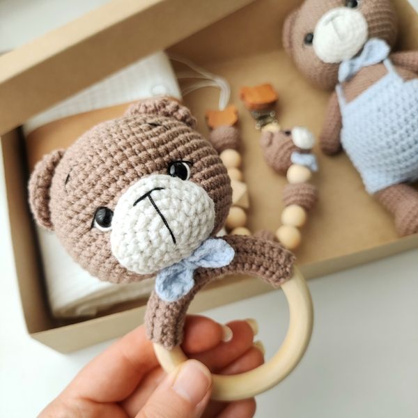 ست عروسک ، جغجغه و بندپستونک تدی پسرونه🩵🧸