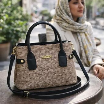 کیف زنانه دوشی   کرمی کنفی