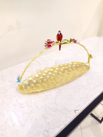 رولت خوری بیضی دسته دار برنجی | مدل 2