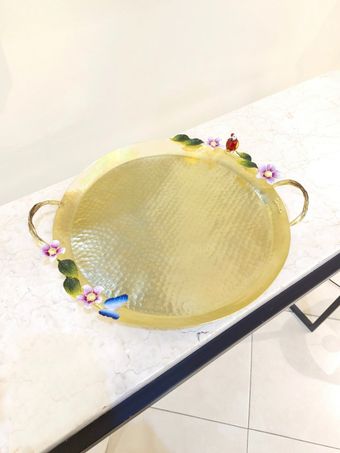 سینی دسته دار دایره بزرگ دکوراتیو