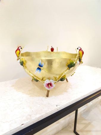 میوه خوری سه طوطی برنجی | مدل 3