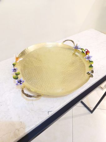 سینی دایره دکوراتیو بزرگ برنجی | مدل 2