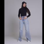 شلوار جین فلر بگ پارچه کش کد 3113