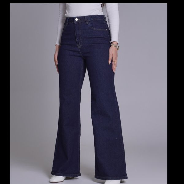 شلوار جین فلر بگ سرمه ای کد 3373