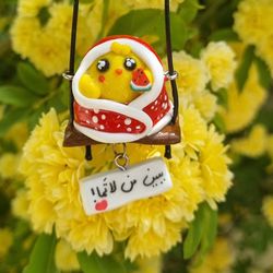 آویز ماشین طرح جوجه پتویی قرمز