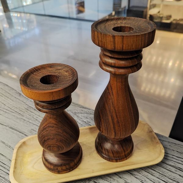 شمعدان سلطنتی گردو آراد | 15 سانت | مناسب شمع پهن و بلند