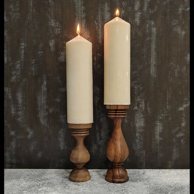 شمعدان سلطنتی گردو آراد | 15 سانت | مناسب شمع پهن و بلند