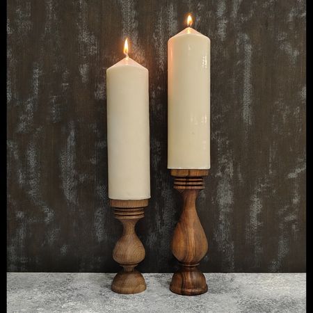 شمعدان سلطنتی گردو آراد | 15 سانت | مناسب شمع پهن و بلند