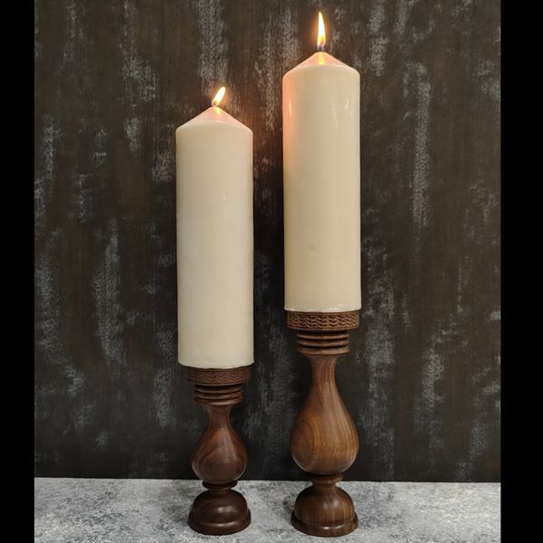 شمعدان سلطنتی چوبی دیاکو | 15 سانت | مناسب شمع پهن و بلند