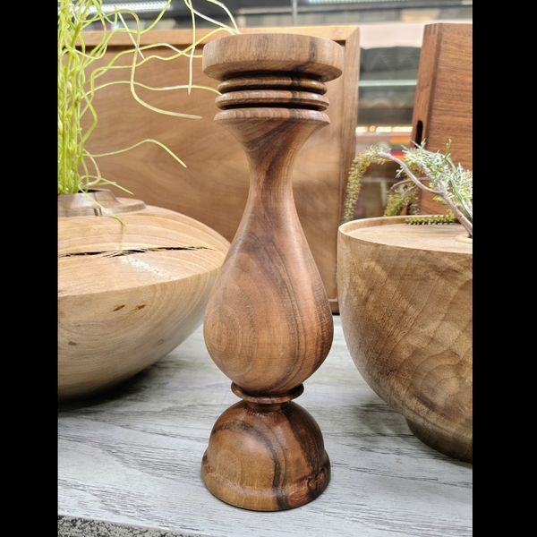 شمعدان سلطنتی چوبی آراد | 20 سانت | مناسب شمع پهن و بلند