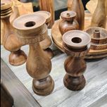 شمعدان سلطنتی چوبی مانی | 15 سانت | مناسب شمع پهن و بلند