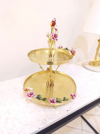 دیس دو طبقه میناکاری برنجی | مدل 5