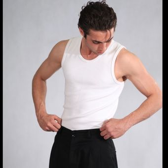 تنک تاپ سفید کبریتی مردانه فول کش | اورجینال دیلم