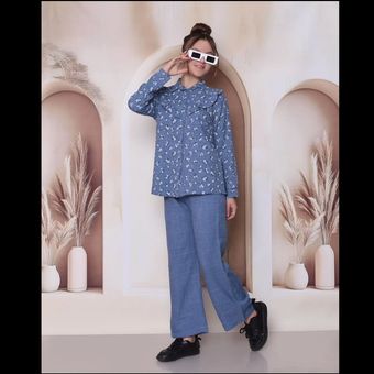 شومیز شلوار دخترانه نوجوان مدل aria001 گل گچی