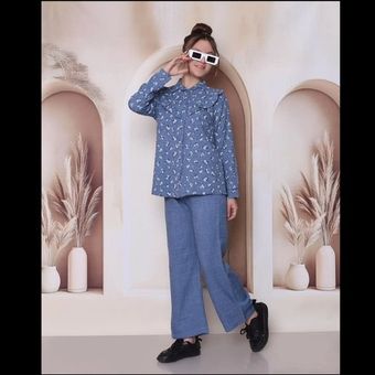 شومیز شلوار دخترانه نوجوان مدل aria001 گل گچی