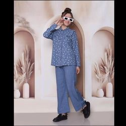 شومیز شلوار دخترانه نوجوان مدل aria001 گل گچی