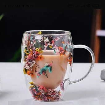 لیوان دو جداره گلدار