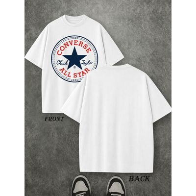 تیشرت اورسایز Converse All Star | تیشرت اسپرت نخی یونیسکس طرح کانورس آل استار