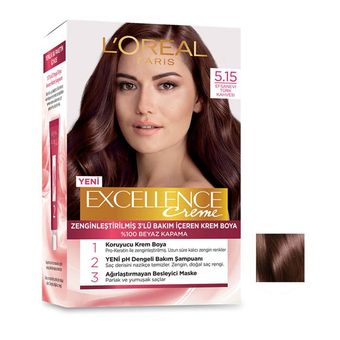کیت رنگ مو لورآل (Loreal) مدل Excellence شماره 5.15 رنگ شرابی حجم 48 میل