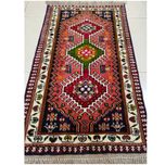 فرش دستباف سایز پادری یا پشتی زمینه مسی (تمام پشم یلمه طرح خشتی) کد 6273