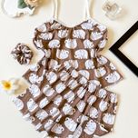 تاپ و شورتک کبریتی طرح فیلی قهوه ای فری سایز تا 44
