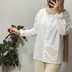 شومیز سفید آستین عروسکی