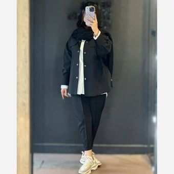 ست مانتو شلوار زنانه مدل مریم دوتیکه زیره سفید ترند