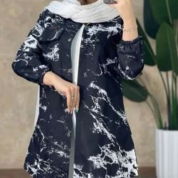 شومیز نخی زنانه آستین کش طرح مرمر سنگی