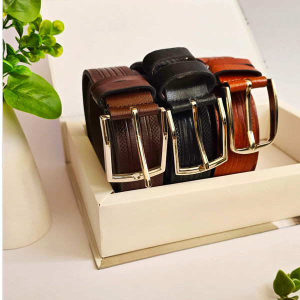 کمربند چرم طبیعی با سگک زبانه دار