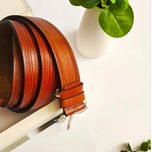 کمربند چرم طبیعی با سگک زبانه دار