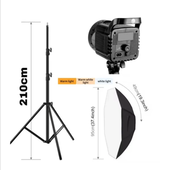 ویدیو لایت حرفه ای 300 وات Video Light Ky-Bk 1201 New به همراه سه پایه و سافت باکس خارجی 60 در 90