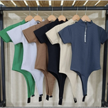 بادی آستین کوتاه نیم زیپ