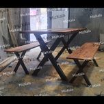 میز و نیمکت ناهارخوری چوبی آهنی ترمو وود مدل 0909