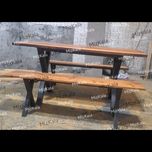 میز و نیمکت ناهارخوری چوبی آهنی ترمو وود مدل 0909