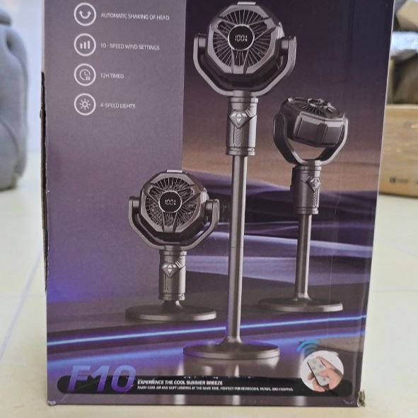 پنکه شارژی رومیزی F10 Plus | کنترل از راه دور، چرخش 180 درجه، تایمر 12 ساعته، شارژ Type-C