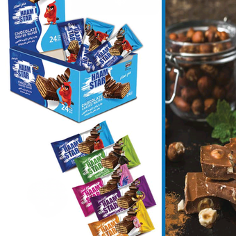 ویفر شکلاتی تخت 24 * 6 استار 28 گرمی حام