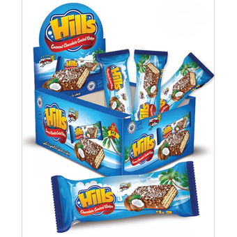 ویفر شکلاتی نارگیلی 24 * 8 عددی هیلز  12 گرمی حام