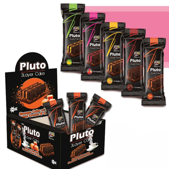 کیک سه لایه باروکش شکلاتی پلوتو جعبه 24 *6     50 گرمی حام