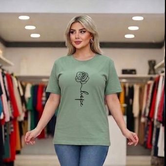 تیشرت زنانه جنس نخ پنبه طرح گل