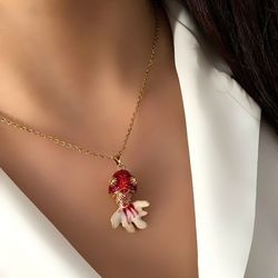 گردنبند ماهی میناکاری کد 305