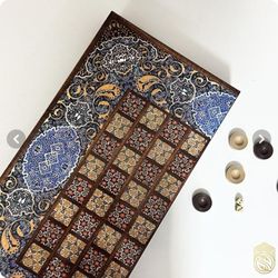 تخته نرد خاتم همراه با مهره و تاس مدل SH688