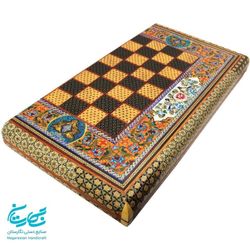 تخته نرد و شطرنج 50 سانتی خاتم کاری اعلا با نقاشی گل و مرغ