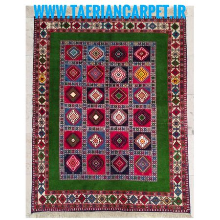 فرش دستباف سایز قالیچه (تمام پشم یلمه نقشه دور خلوت خشتی)