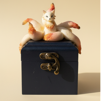 جعبه جواهرات روباه 9 دم شبتاب سبز و ابی