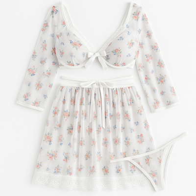 ست دامنی فنردار زنانه گلدار | کد 7073