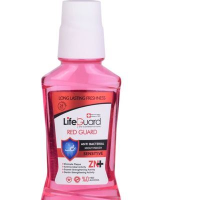 دهانشویه بزرگسال حساس (Red Guard) برند لایف گارد با حجم 270 میلی لیتر
